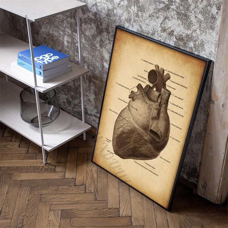 Menselijk hart anatomie posters voor ziekenhuis arts kamer wonen 80s retro canvas schilderij print kunst thuis muur decor foto's cadeau