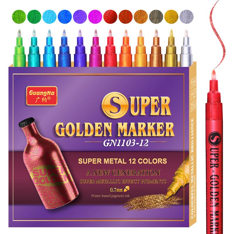 

Broadly Recruit 1003 Super Gold Flash Acrylic Marker Pens for Body Painting, Ceramic Decoration, DIY Photo Albums, Black Cards, Graffiti Art