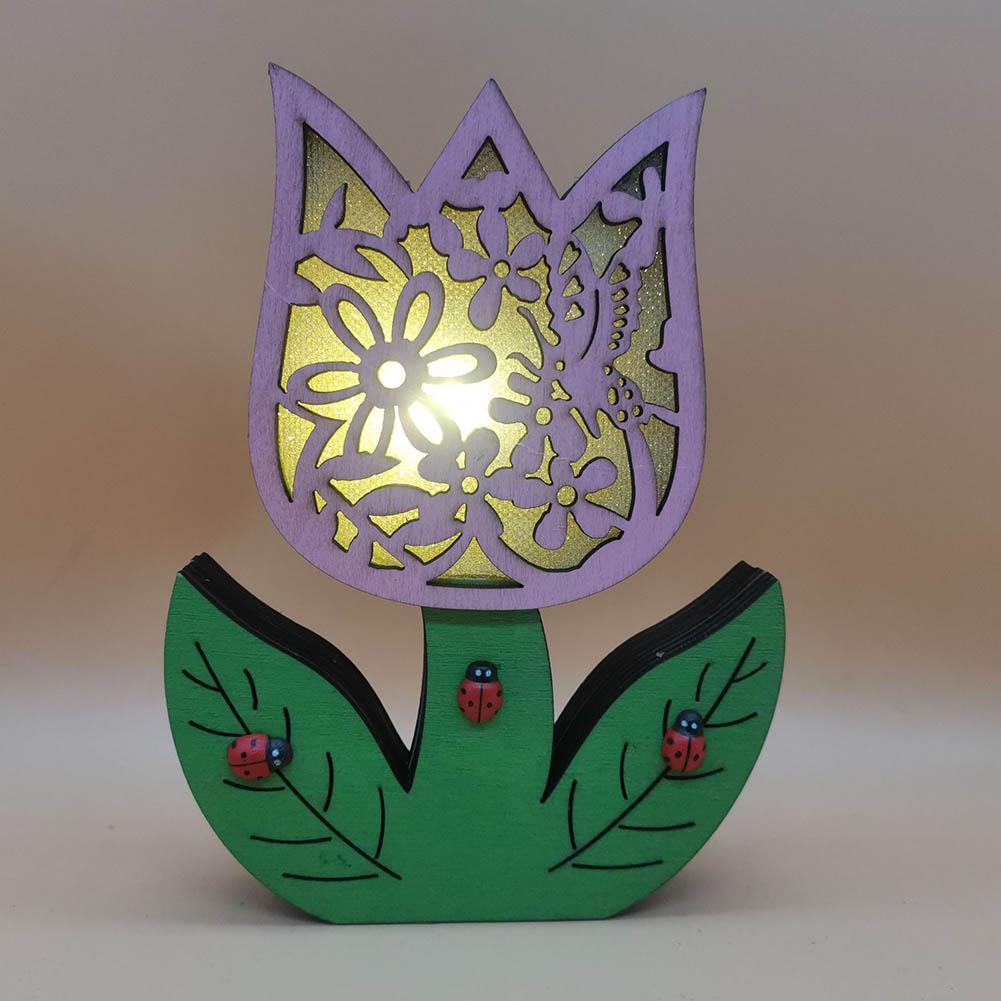 2022 New Easter Decoration for Home Wooden Easter Bunny LED Light Easter Craft Easter Bunny Ornament Decor Easter Egg Decor Lamp