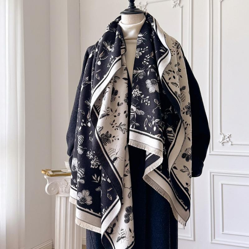 Scarf Women's Air-conditioning Shawl with Warm and Windproof Double-sided Large Shawl with Winter Matching Coat