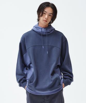 Color Block High Neck Hoodie (Navy)