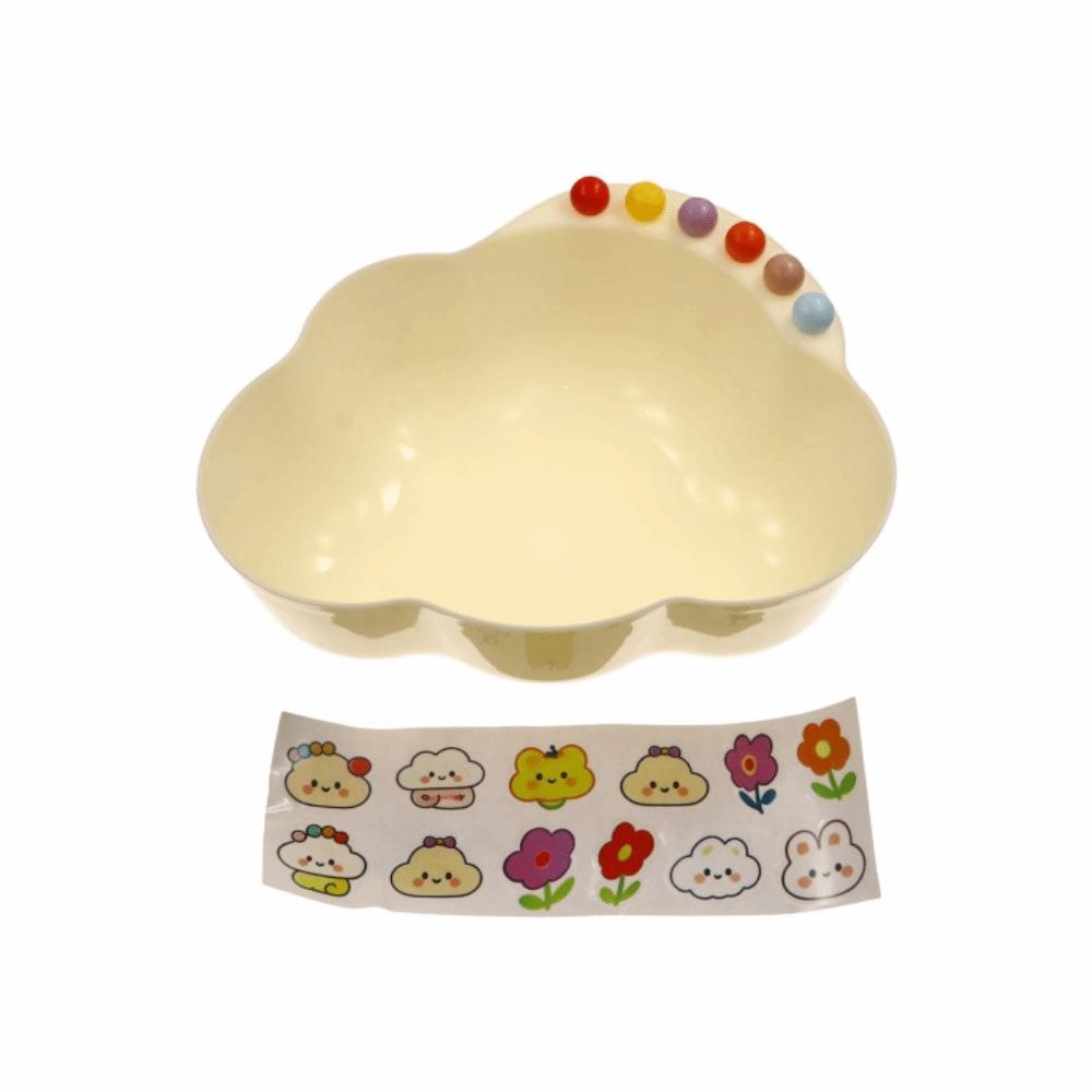Plastic Fruit Bowl with Fork Colored Beads Fruit Serving Plate Tableware Snack Plate  Kitchen Home