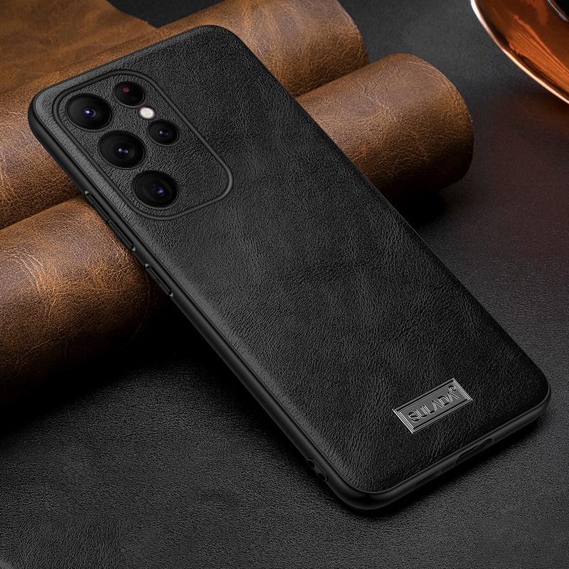

SULADA For Samsung Galaxy S23 Ultra Lightweight PU Leather Coated TPU+PC Anti-drop Phone Case Protective Mobile Phone Cover Brown