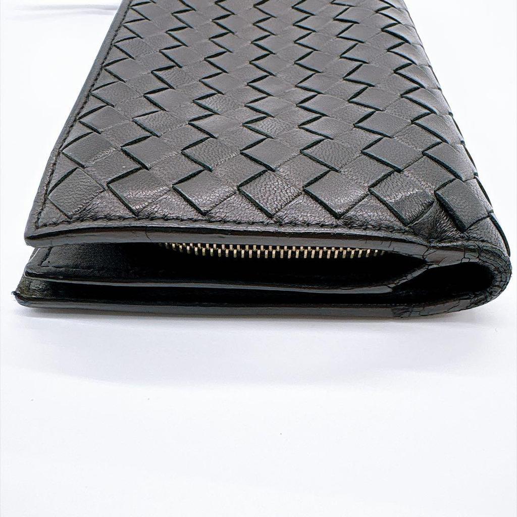 Used BOTTEGA VENETA Intrecciato Bi-fold Wallet Black Leather