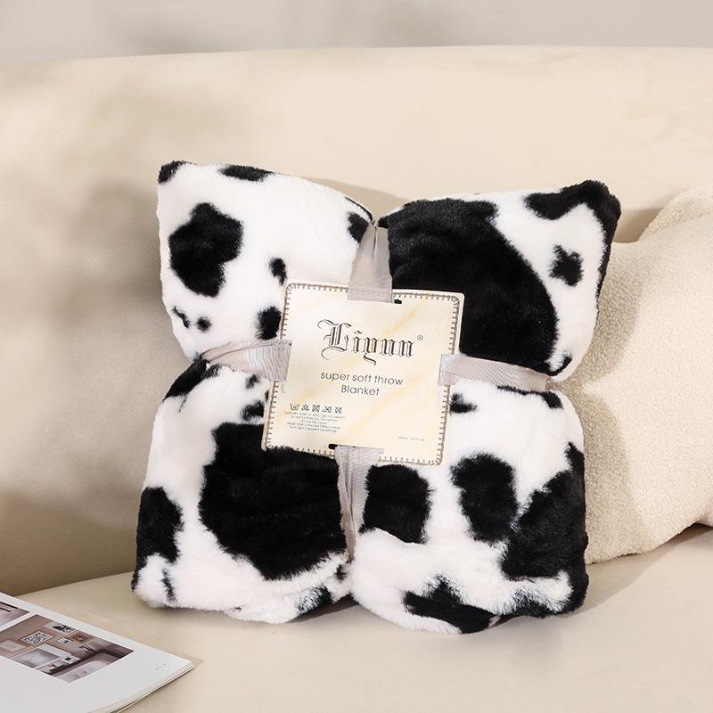Leopard Print Blanket for Bed Thick Warm 2-Faced Zebra Cow Faux Animal Skin Winter Soft Sofa Throw Blankets Bedspread Bed Cover