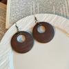 Maillard Retro Wooden Big Circle Earrings Bohemian Medieval Exaggerated Design High-End Round Earrings