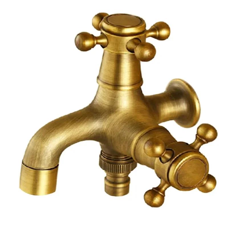 Baterie antică europeană, stil dublu scop, mop, robinet de piscină, baie, montată pe perete, robinet de grădină în aer liber, alamă, vintage, universală.