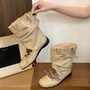 Square head ballet cool boots women's boots 2026 summer sweet and cool removable two-wear stacked short boots