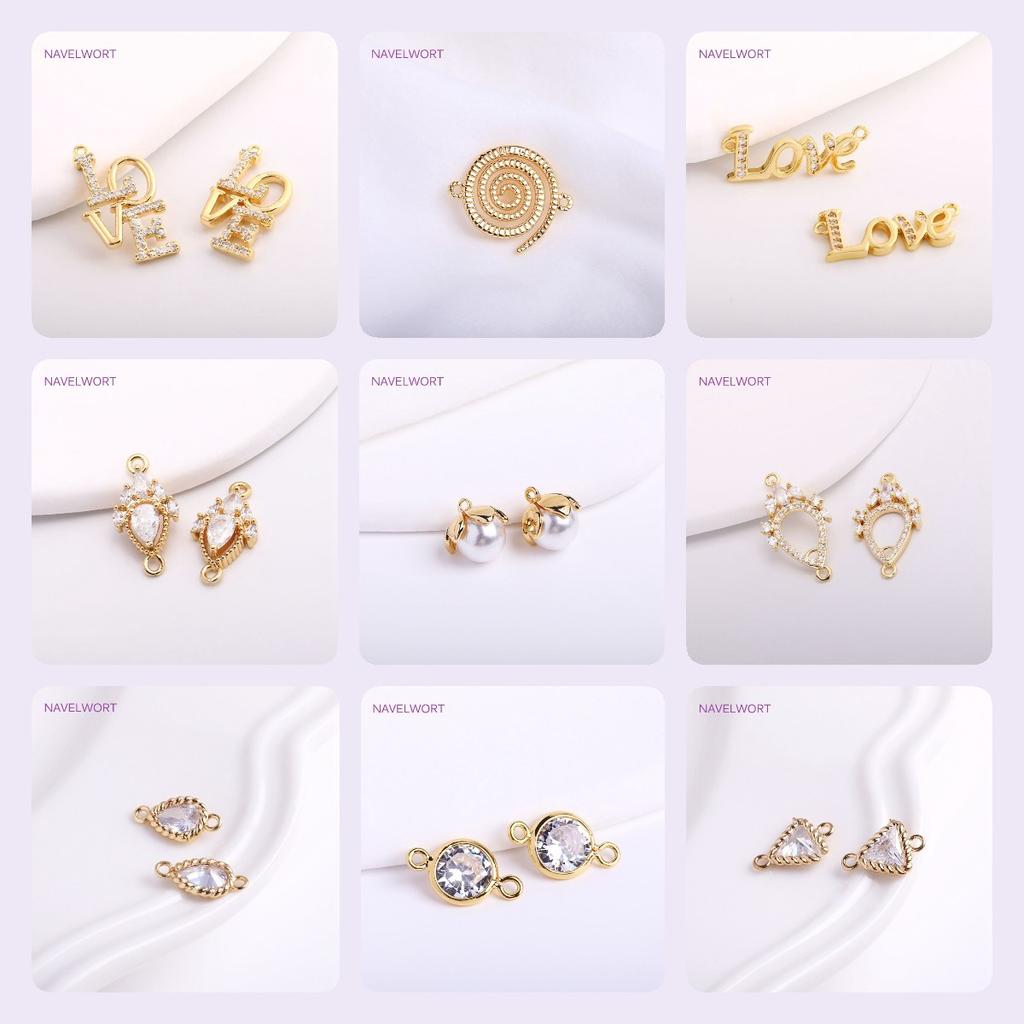 14K Gold Plating Inlaid Cubic Zirconia Crown Connector Fittings For Bracelet Necklace Making DIY Jewelry Making Accessories