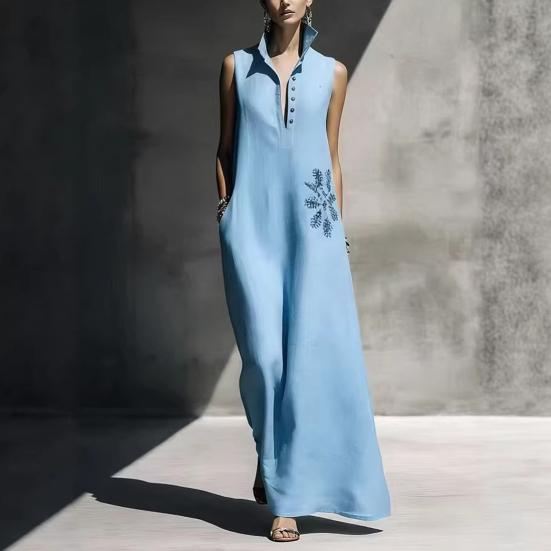 Women's V-Neck Dress with Nipped-In Waist Summer Dress Casual Loose Fit Dress Comfortable A-Line Silhouette Elegant Dress for Office Vacation Party