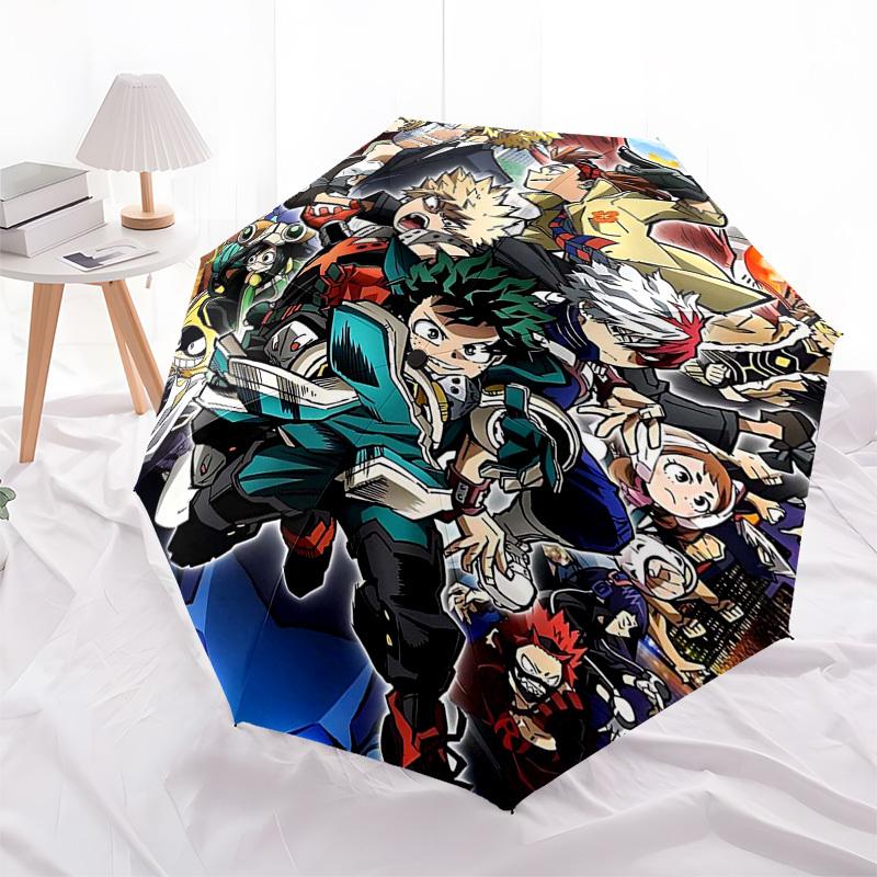 1pc My Hero Academia Outdoor Umbrella - Automatic Opening/Closing, Portable Tri-Fold Design with 8-Rib Iron Frame - Perfect Gift for Fans, Travel