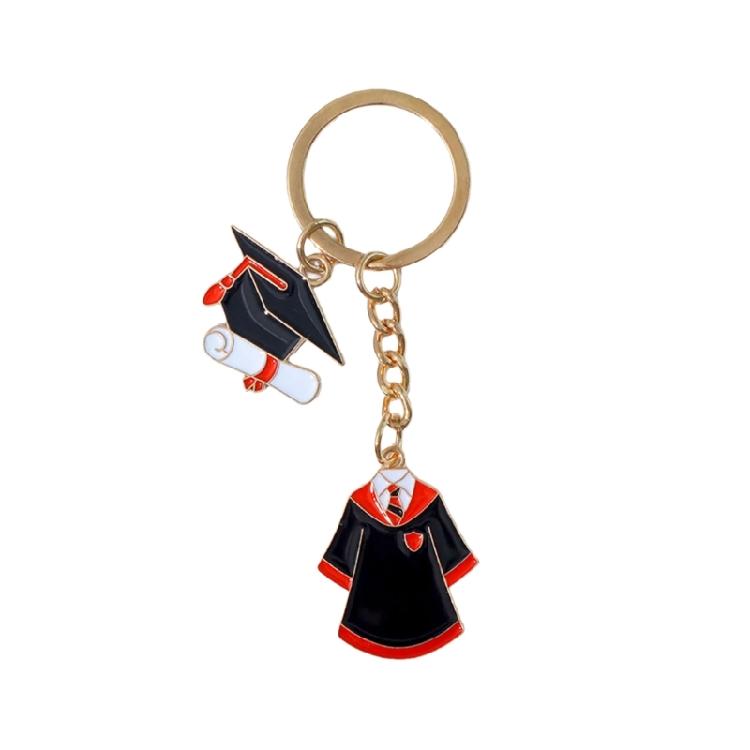 Colorful Mortarboard Academic Dress Charm Keychain Unisex Alloy Keyring Bag Pendant Graduation Ceremony Souvenir