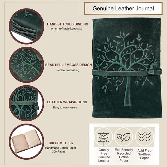 Tree of Life Journal Handmade Leather Diary with Rough Edge Paper  Premium Notebook