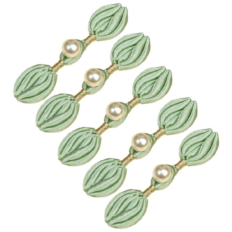 5Pcs Pearls Embellished Flower Shape Cheongsam Button Decorative Chinese Knot Button For Dress Cloaks Coat Sewing Craft