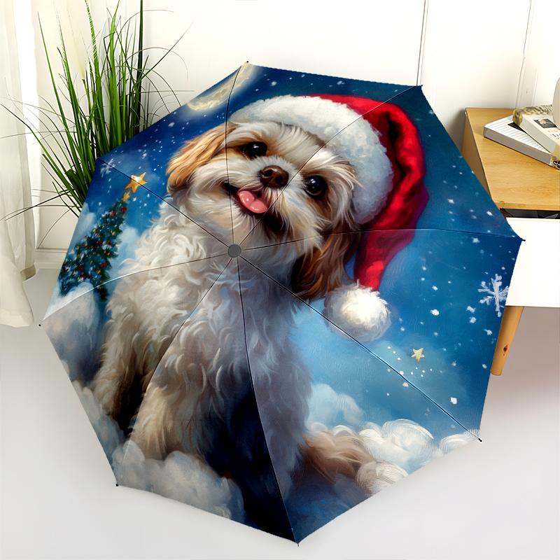 Shih Tzu pattern, automatic folding umbrella, portable and foldable design, 8 ribs, a Christmas or birthday gift.