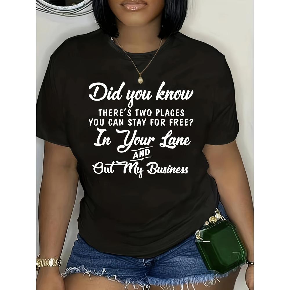 Damen Baumwolle Kurzarm T-Shirts Zwei Orte, an denen Sie kostenlos übernachten können Damen-T-Shirt Freche Statement Grafik Lässig Rotes Oberteil