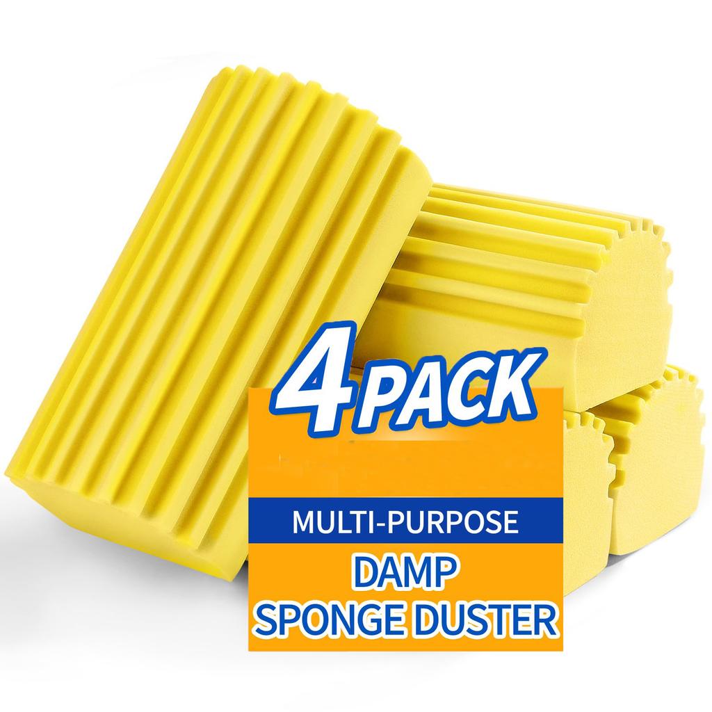 4pcs Damp Clean Duster Sponge Home Car Wet Cleaning Sponge Duster Reusable Detailing Wash Brush Auto Cleaning Accessories