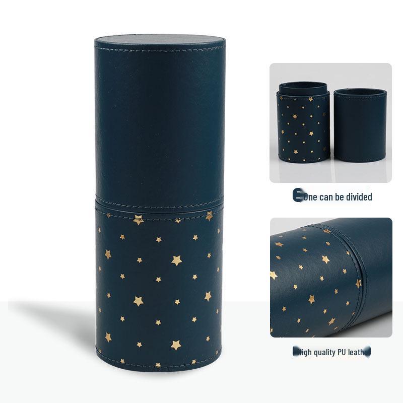 Przenośny Wielofunkcyjny Pojemnik na Pędzle do Makijażu ze Skóry PU z Pokrywką - Mały, Wodoodporny, Pyłoszczelny Rozwiązanie do Przechowywania