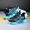 Boys' Rotary Buckle Low Top Sneakers with Striped Pattern, PU Upper, Fabric Inner, EVA Sole, Breathable Insole for Running