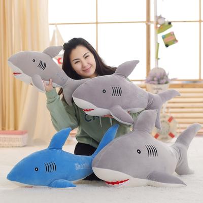 60~100cm Cute Blue Gray Shark Doll Plush Toy Stuffed Soft Sea Animal Fish Pillow Appease Toys for Kids Girl Birthday Gifts Decor