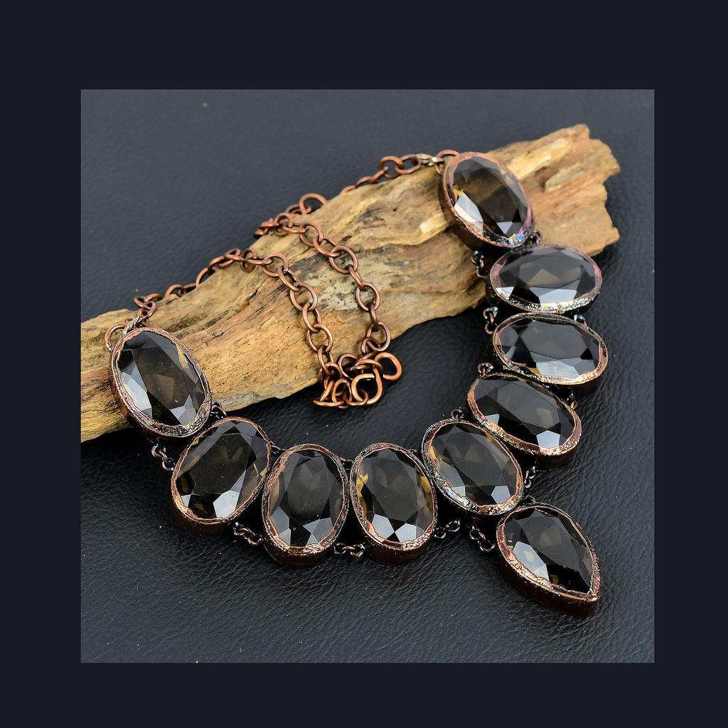 Smoky Topaz Necklace, Copper Electroformed Gemstone Jewelry, Handmade Necklace Amazing Jewelry, Gift For Her