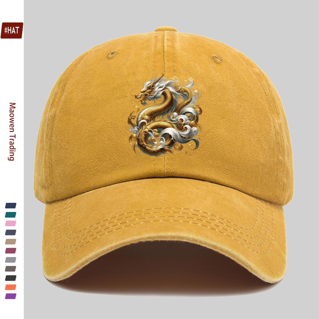 pc Unisex Dragons Golden Cloud Pattern Fashion Printed Baseball Cap Comfortable and Casual Printed Design Decorative Hat Com