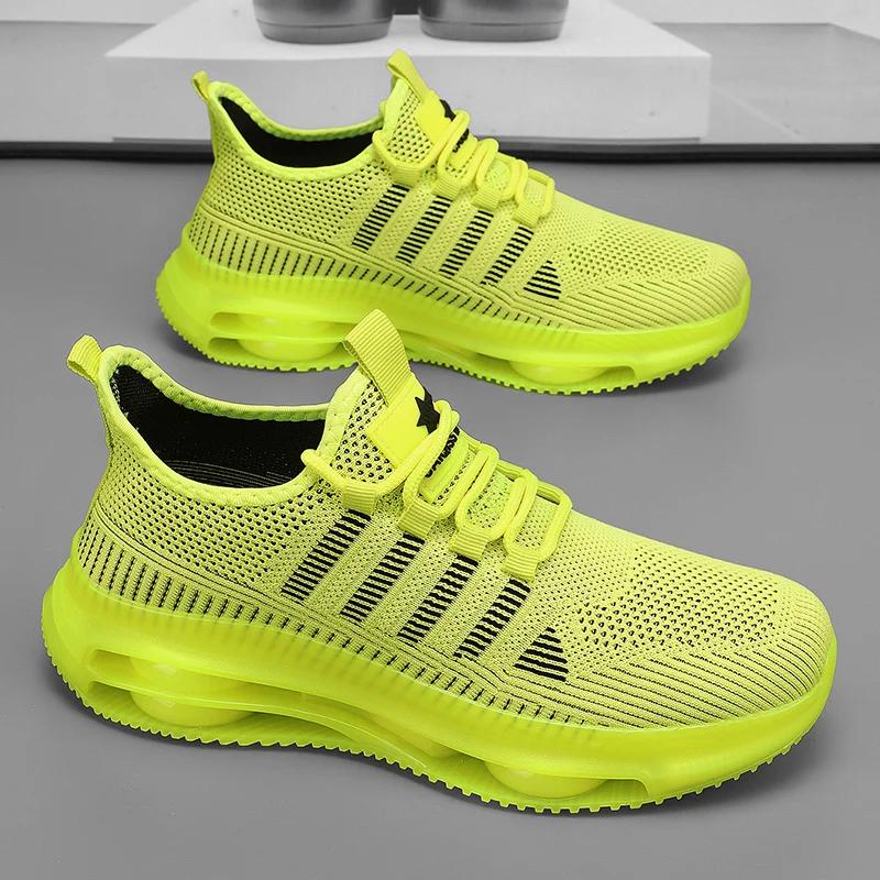 

Mesh Athletic Sneakers Men Women Breathable Non-Slip Gym Shoes Lightweight Soft Sole Comfortable Walking Sport Shoes 45 зелёный
