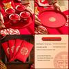 Red Double Happiness Wedding Tray – Festive Fruit & Candy Plate for Banquets