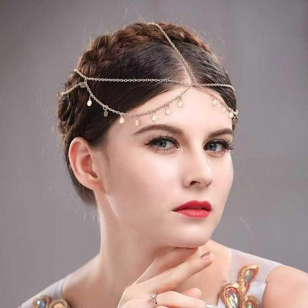 Disc Charms Boho Tassel Head Chain Alloy Headpiece Jewelry New Forehead Hair Jewelry Hair Chain