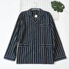 Outer Order Men Spring & Fall Woven Pure Cotton Stripes Gingham Long Sleeves Pajamas Casual Loose Single Piece Homewear Tops