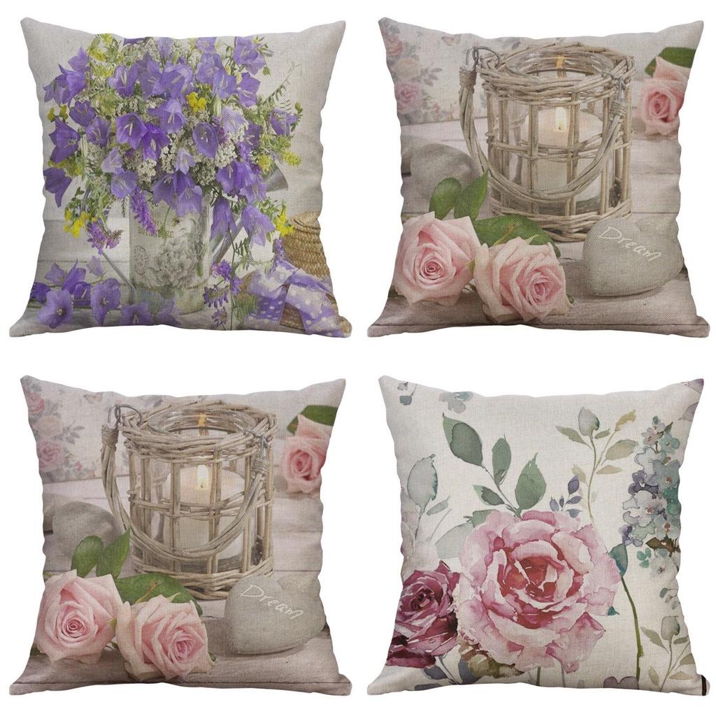 Vintage Flower Cotton Linen Cushion Cover Soft Decorative Pillow Case For Home Comfort