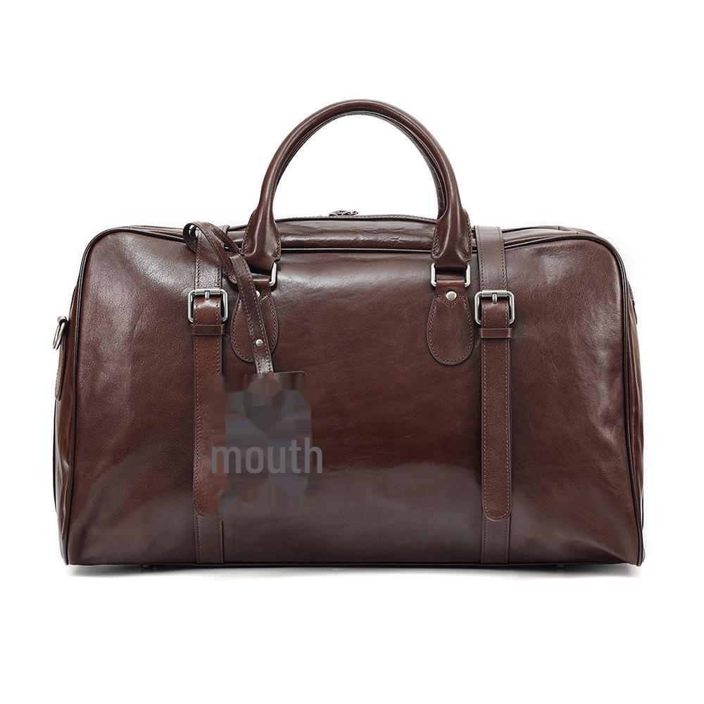 Men's Vegetable-Tanned Leather Sports and Travel Bag - Genuine Leather Business Handbag