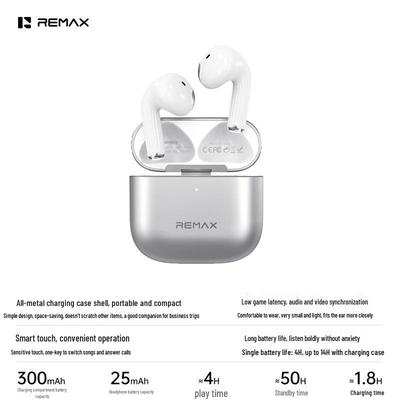 Remax Zinc Alloy Bluetooth 6.0 Earphones: Low Latency, Long Battery, True Wireless for Music & Calls