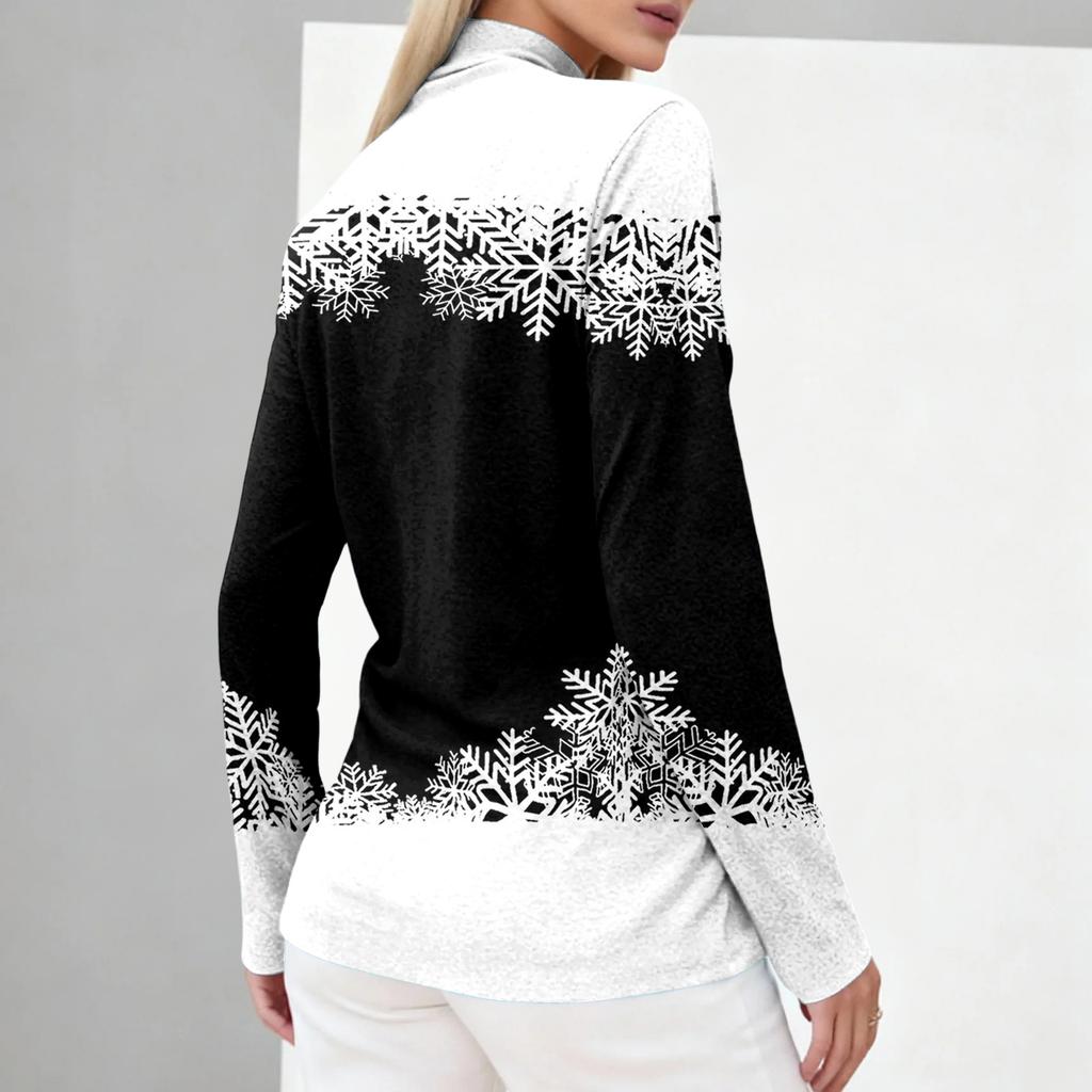 Cămăși de toamnă casual cu mânecă lungă Hanorac cu imprimeu vintage Pulover cu gât înalt