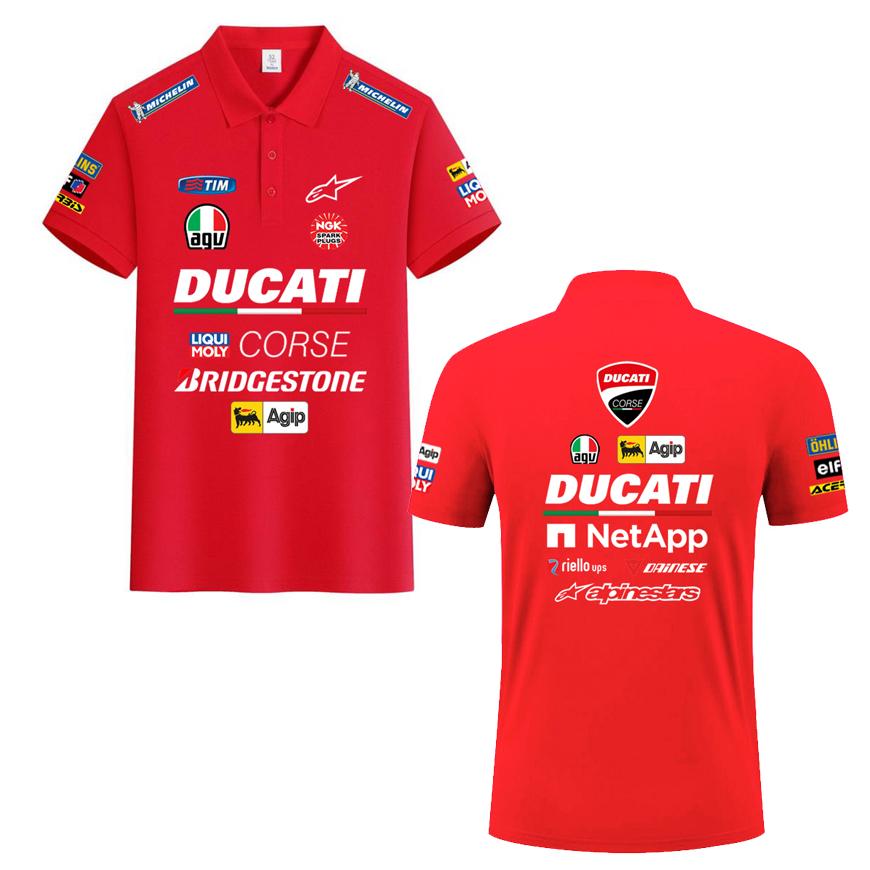 Ducati Corse MotoGP Racing Poloshirt, Heren Dames Casual Korte Mouw met Volledige Sponsor Logo Print XL