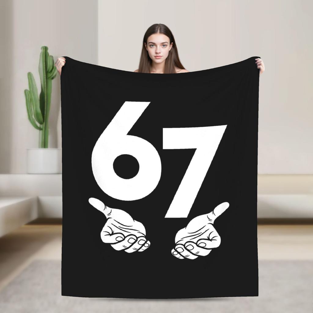 67 Six Seven Funny Meme Blanket Quality Warm Soft  Throw Blanket Winter Girls Boys Living Room Graphic Bedspread