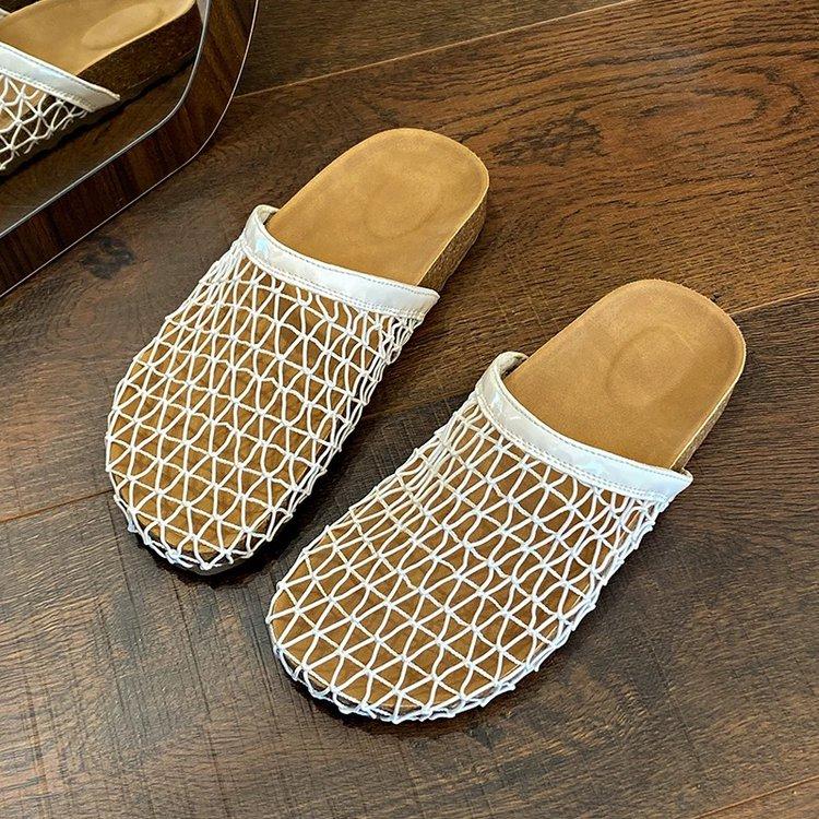 Fashion Hollow Mesh Mules Slippers Women Casual Shoes Flat Sandals Summer 2025 Trend Beach Platform Woman Slides Comfort Sandalias Mujer