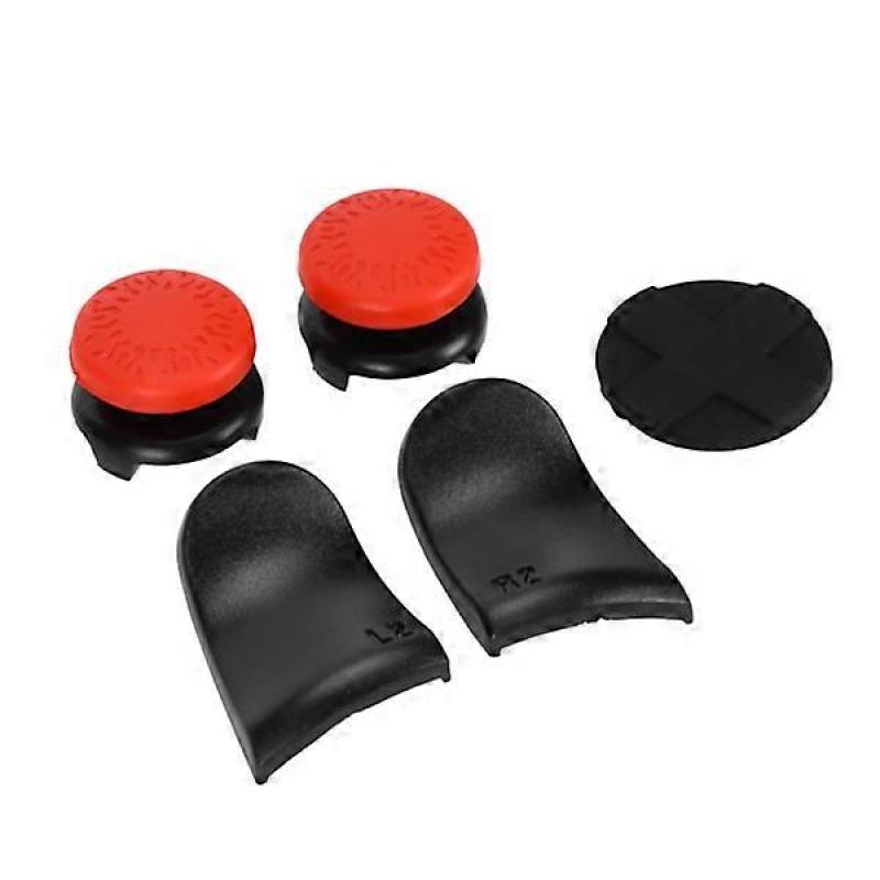 5-in-1 Thumb Grips, Button Caps, Joystick Protector, L2 R2 Triggers, Extender for PS5 Controller, Red