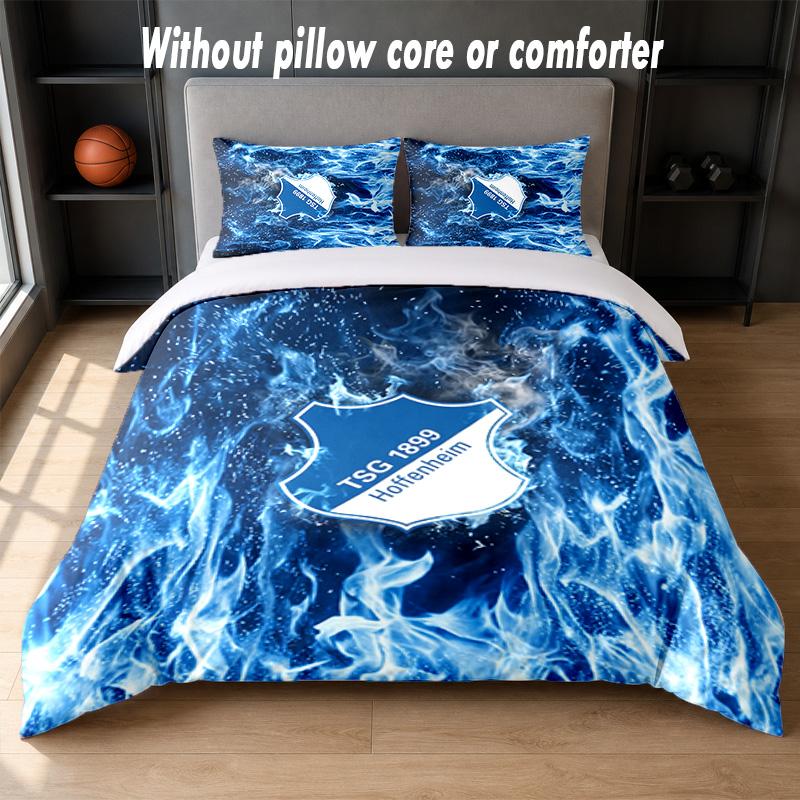 Ensemble de literie TSG Hoffenheim FC 1 Housse de couette + 2 Taies d'oreiller Doux Respirant Linge de lit pour la maison