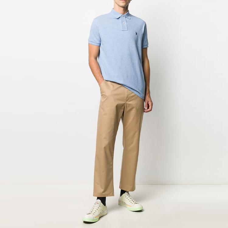Polo Ralph Lauren SS22 Logo Embroidered Short Sleeve Polo Shirt Men tops Light-Blue 710548797-013