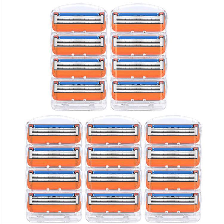 Orange Five-Blade Manual Razor with Universal Blue Cartridge Head