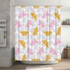 Vibrant Butterfly Shower Curtain Pink Yellow Floral Design for Bathroom Decorations Polyester Material Waterproof Washable