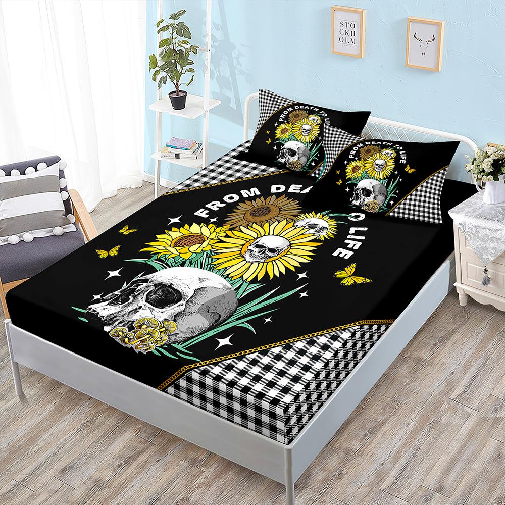 

Mattress Three-Piece Set Sunflower Pastoral Style Mattress Cover Mattress Protective Cover Sheet 100*190*40cm*1 Pillowcase 51*75cm*1