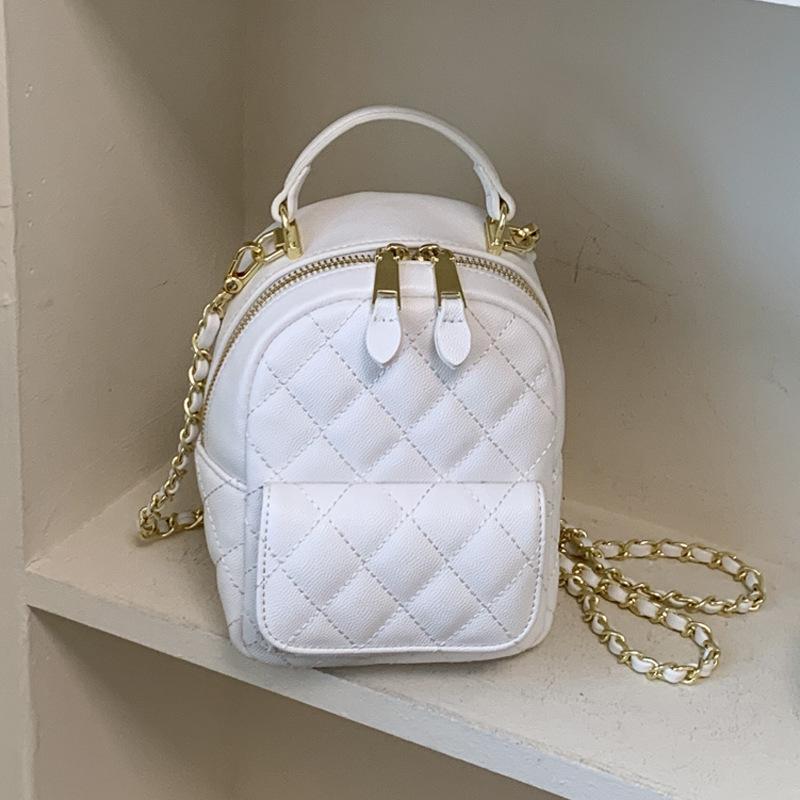 Schoolbag Mini Backpack Women's 1011 New Spring Premium Sense Small Fragrant Wind Rhombus Chain School Bag College Student Commuter Backpack