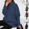 Women's Long Sleeved Casual Knitted  Patchwork High Neck Sweater Top