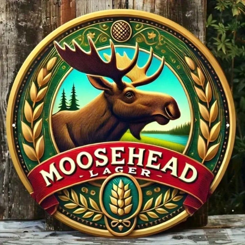 Metal Wall Art Vintage Moose Beer Sign, Bar Decor