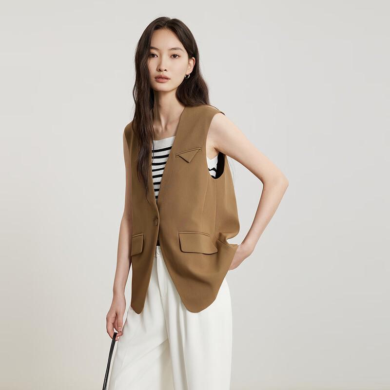 Gejin Women's Mid-Length Solid Vest Jacket