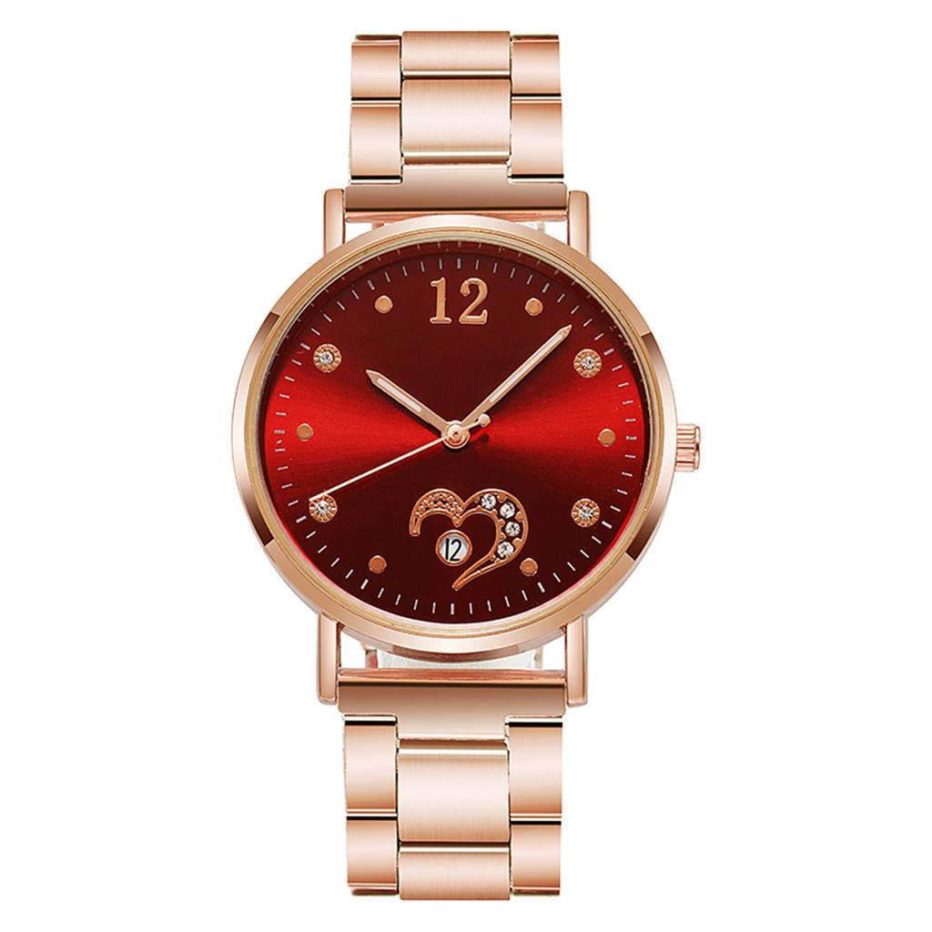 Ladies Temperament Luminous Steel Band Glass Alloy Quartz Watch