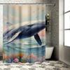 Mystic Ocean Whale Waterproof Shower Curtain with Artistic Deep Sea Design and High-Quality Material for Bathroom Decor