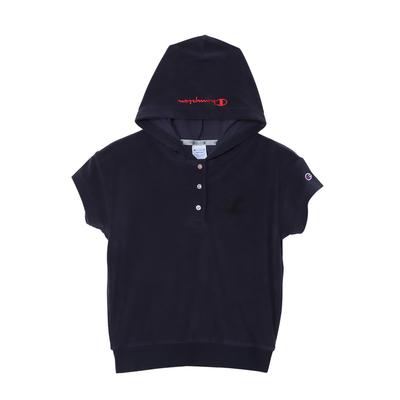 Polo Short Odor UV One Point Hooded Polo Navy [Champion] Shirt, Sleeve, Antibacterial, Resistant, Protection, Logo, Shirt, Women's Golf, CW-ZG305,